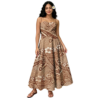 Gaun Pesta Panjang Model Halter Warna Kustom Samoa Polinesia Desain Tribal Pulau Pakaian Wanita Motif Bunga Gaun Hawaii