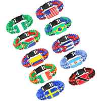 Nhà Sản Xuất 287 Quốc Gia Cờ Hoa Kỳ Puerto Ricos Nga Brazil Đức Úc Quốc Gia Cờ Quyến Rũ Paracord Survival Vòng Tay