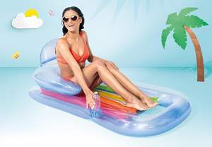 Josen เลานจ์เป่าลม PVC แบบคิงหรูหราสำหรับผู้ใหญ่ที่มีพนักพิงและที่วางแก้ว - Product Image 4