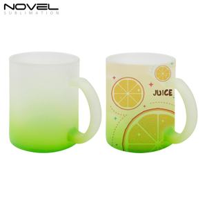 Wholesale High Quality 11oz Customized Neon Color Bottom Frosted <b>Glass</b> Cup Sublimation Blank <b>Glass</b> Mug - Product Image 5