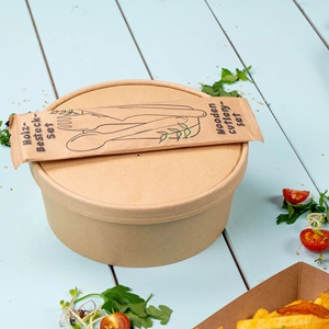 Eco-Friendly Premium Paper Bowls 1000ml Large Capacity 185mm Diameter Brown Color Round Disposable Bowls - Product Image 5