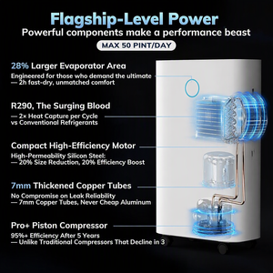 เครื่องลดความชื้นในบ้านอัจฉริยะ MD150 Compressor Tech Stock ขนาด 15 ลิตร พร้อมท่อระบายน้ำและล้อเลื่อน สำหรับใช้ในเชิงพาณิชย์ - Product Image 5