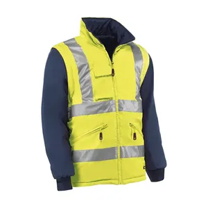 Parkas - HV709 XS Riflettore - Colore: Giallo/blu fluorescente - Strisce riflettenti verticali e orizzontali. Chiusura con cerniera - Product Image 1