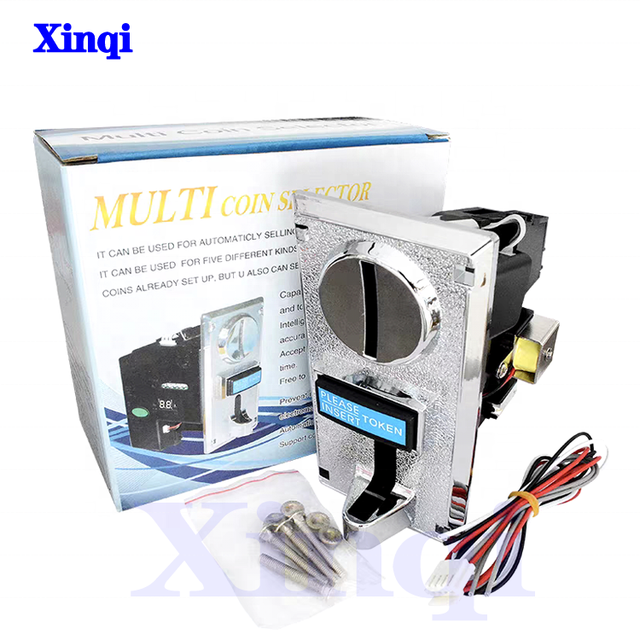 Programmable Plastic Coin JY-633 Multi-Acceptor Electronic Roll Coin Selector Mechanism 12V Voltage Side Coin Selector Machine