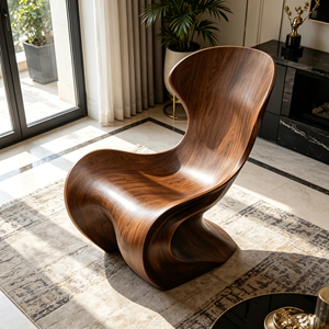 Poltrona Vintage con Texture in Legno Naturale per Interni Moderni Mid-Century e Stile Wabi-Sabi - Product Image 1