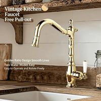 Robinet de cuisine rétro français classique européen en cuivre et argent, créatif, pour évier, avec eau chaude et froide, et cartouche céramique
