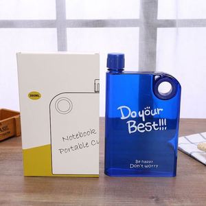 Custom logo 420ml PP Matt Transparent <b>A5</b> Plastic Flat square <b>Water</b> <b>Bottle</b> with Silicone RingTrvel Direct Drinking <b>Bottle</b> - Product Image 3