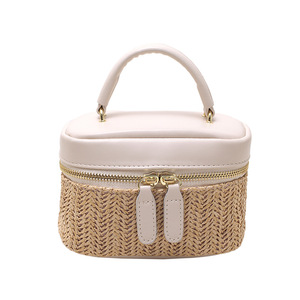 Sac seau en paille à fermeture éclair pour femme, sac à bandoulière en paille tressée à panneaux, sac à main décontracté d'été pour la plage, petit sac à main <span class=keywords><strong>Bali</strong></span> pour femme 2026 - Product Image 6