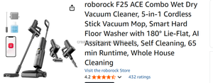 Aspirador de Pó Roborock F25 ACE Combo Úmido e Seco 5 em 1 Sem Fio, <span class=keywords><strong>Mop</strong></span> e Lavadora de Piso Inteligente - Product Image 2
