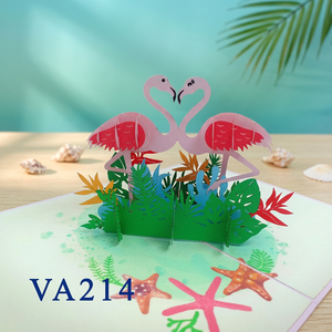 Tarjeta 3D Pop-up de Pareja de Flamencos, Hecha a Mano en Hanói, Diseño de Papel Personalizado, Artesanía para San Valentín y Año Nuevo, Corte Láser, Viet-craft - Product Image 4