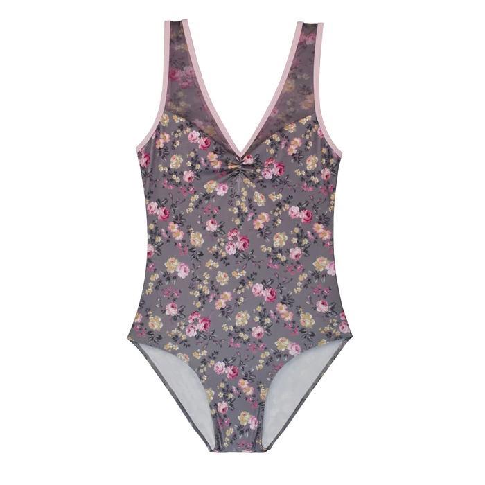 Лидер продаж, модное женское трико с V-образным вырезом и цветочным принтом