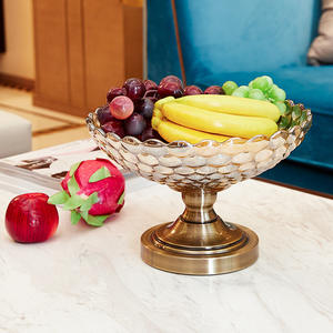 Bandeja redonda de vidrio para servir fruta, cuenco de cristal de metal, cesta de fruta, KTV bar hotel, plato de cristal de lujo - Product Image 5
