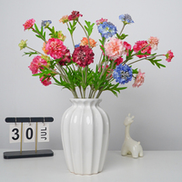 Fleur artificielle de Scabiosa à 3 têtes, en soie, pour centre de table, mariage et décoration intérieure, commande en gros, directement de l'usine