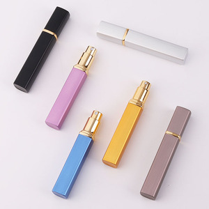 Empty 12ml square Alumite shell mini Refillable atomizer mist vial sample spray glass perfume bottle