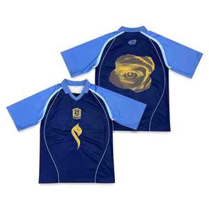 T-shirts de football en maille polyester personnalisables de haute qualité maillot court Boxy surdimensionné rétro Streetwear impression séchage rapide pour - Product Image 1