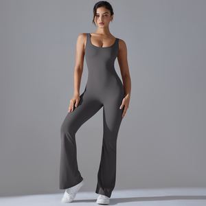<span class=keywords><strong>Tuta</strong></span> intera da donna a gamba larga, senza schienale, per yoga e fitness, con intagli, per palestra - Product Image 2