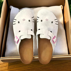 निर्माता कस्टम किटी पैटर्न यूनिसेक्स क्लॉग जूते उच्च गुणवत्ता वाले वास्तविक चमड़े के एंटी स्लाइppery कॉर्क एकमात्र महिला आलसी क्लोज जूते - Product Image 2