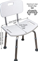 Chaise de douche à cadre en aluminium, durable, portable, sûre, avec dossier démontable