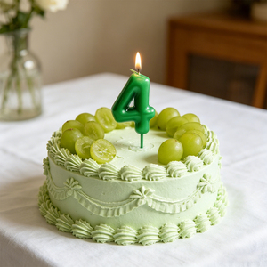 Party Love Perfette per rendere i tuoi eventi memorabili ed eleganti Candela Verde Numero 4 da 6 cm Candele di Compleanno - Product Image 3