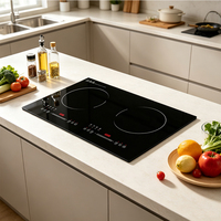 Table de cuisson à induction double CE Standard Plug and Play 58 cm 3400 W, portable, commande tactile, encastrable et sur table, double usage