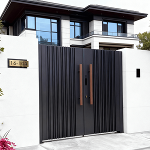 Portes extérieures modernes à double <span class=keywords><strong>battant</strong></span>, portes d'entrée, alliage d'<span class=keywords><strong>aluminium</strong></span>, <span class=keywords><strong>portail</strong></span> manuel à <span class=keywords><strong>battant</strong></span> pour maisons - Product Image 3