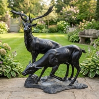 Sculpture de statue de cerf d'animaux de jardin grandeur nature en bronze sur mesure