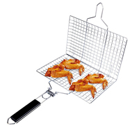 Grille de barbecue portable en métal Lanejoy, grande taille avec poignée, résistante à la chaleur, pour rôtir la viande