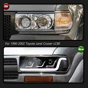 Faros Delanteros HETOP para <span class=keywords><strong>Land</strong></span> <span class=keywords><strong>Cruiser</strong></span> 1990-2002 FJ80 LC80, Actualización LED, Lentes con Señal DRL, Faros Delanteros Modificados para <span class=keywords><strong>Toyota</strong></span> - Product Image 2