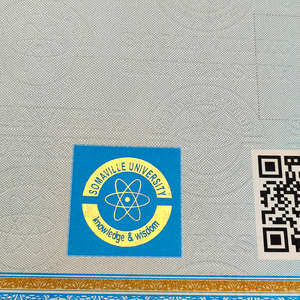 Papel de seguridad de transcripción personalizado, tamaño A4, certificado de seguridad anticopia, estampado en caliente de oro fluorescente Invisible UV - Product Image 3