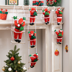 Décoration de Noël à suspendre pour sapin, fête, porte ou mur : Père Noël grimpant sur une échelle de cordes - Product Image 5