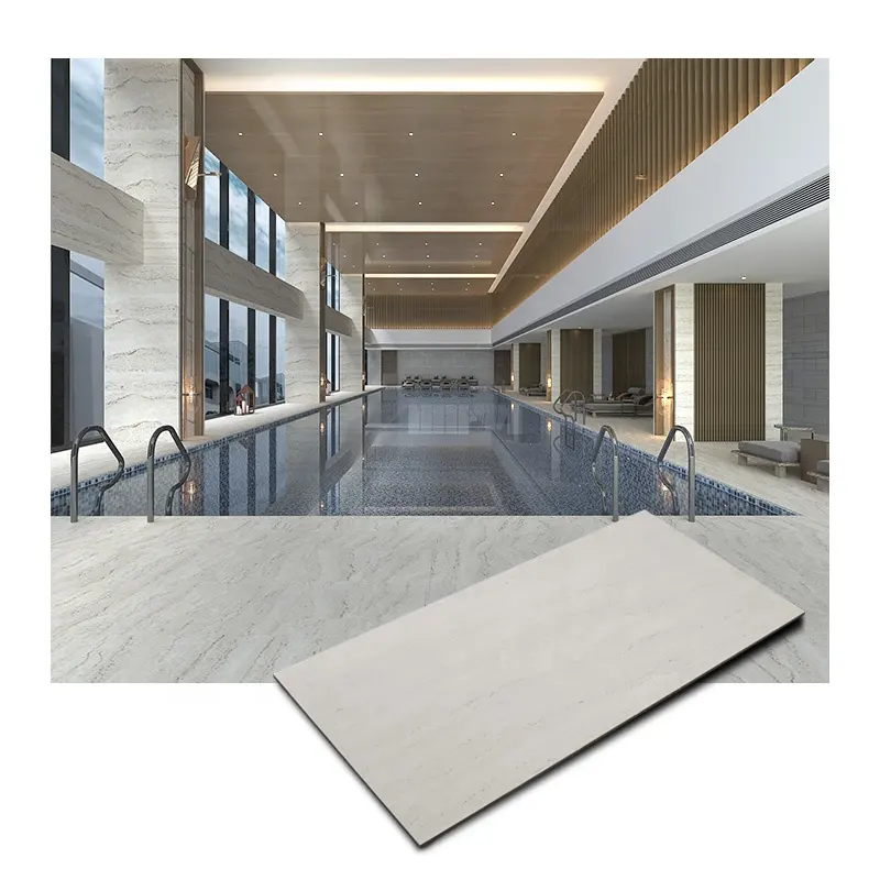 Material pulido decoración interior cerámica impermeable pared exterior piso pulido piso porcelana exterior travertino azulejo