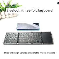 Drahtlose 3 faltbare Tastatur Mini Tri-Folding BT Tastatur mit Touchpad für iPad iPhone Windows Mac & Android
