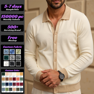 VSCOO maglione personalizzato con <span class=keywords><strong>bottoni</strong></span> da <span class=keywords><strong>uomo</strong></span> vecchi soldi elegante <span class=keywords><strong>Cardigan</strong></span> lavorato a maglia girocollo maglioni semplici da <span class=keywords><strong>uomo</strong></span> - Product Image 1