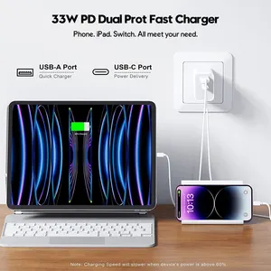 EU US UK AU Plug Type C / USB Charger GaN 33W PD QC3.0 Dual USB C Mobile Phone Fast Wall Charging For Iphone 14 13 12 Series