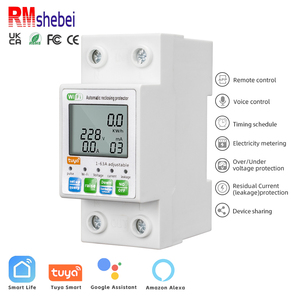 RMshebei 63A Disjoncteur WiFi monophasé avec protection contre la sur/sous-tension, compteur d'énergie, écran LCD, protection contre les fuites - Product Image 1