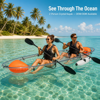Kayak transparent en polycarbonate, modèle tandem, idéal pour les excursions aquatiques en lac et les loisirs nautiques – Vente en gros usine