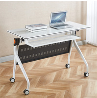 Bureau pliant multifonctionnel et mobile, table de formation et de négociation avec structure métallique, table d'étude pliable pour adultes, idéale pour la formation scolaire