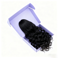Boîtes rigides en carton satiné pour extensions de cheveux humains de collection de luxe, revêtement UV, gaufrage, lamination brillante