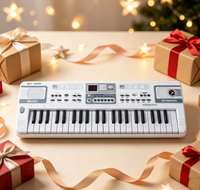 Teclado electrónico de 44 teclas con pantalla digital Micrófono Grabación y programa Relleno-16 tonos 8 ritmos para principiantes