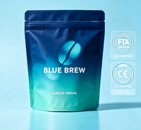 Gemetalliseerde aluminiumfolie stand-up zip pouch koffieverpakking met aangepast logo bedrukt voor Doypack zak met ontluchtingsventiel