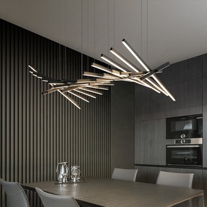 Modern Office Fish Bone lampada <span class=keywords><strong>a</strong></span> <span class=keywords><strong>sospensione</strong></span> lineare ristorante creativo 32 teste Swirl lampada per pianoforte <span class=keywords><strong>sospensione</strong></span> LED <span class=keywords><strong>lampadario</strong></span> <span class=keywords><strong>nero</strong></span> - Product Image 1
