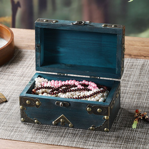 Boîte de rangement en bois rétro, vert émeraude, avec couvercle rabattable, boîte à bijoux, style vintage décoratif - Product Image 2