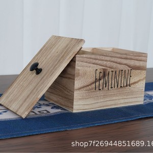 Caja de Almacenamiento de Madera Rectangular, de Madera Maciza, con Compartimentos, Organizador para Baño o Lavandería, Caja de Almacenamiento Decorativa - Product Image 4