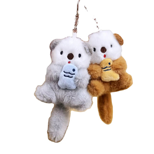 Niedlicher Seeotter-Plüsch-Schlüsselanhänger - Weiches Baumwollspielzeug mit Fischdesign, Leichter Schlüsselanhänger für Taschen - Product Image 1