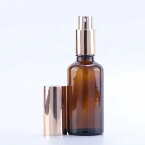 Groothandel 30Ml Cosmetische Spray Amber Etherische Olie Parfum Glazen Fles Met Zwarte Sproeikap