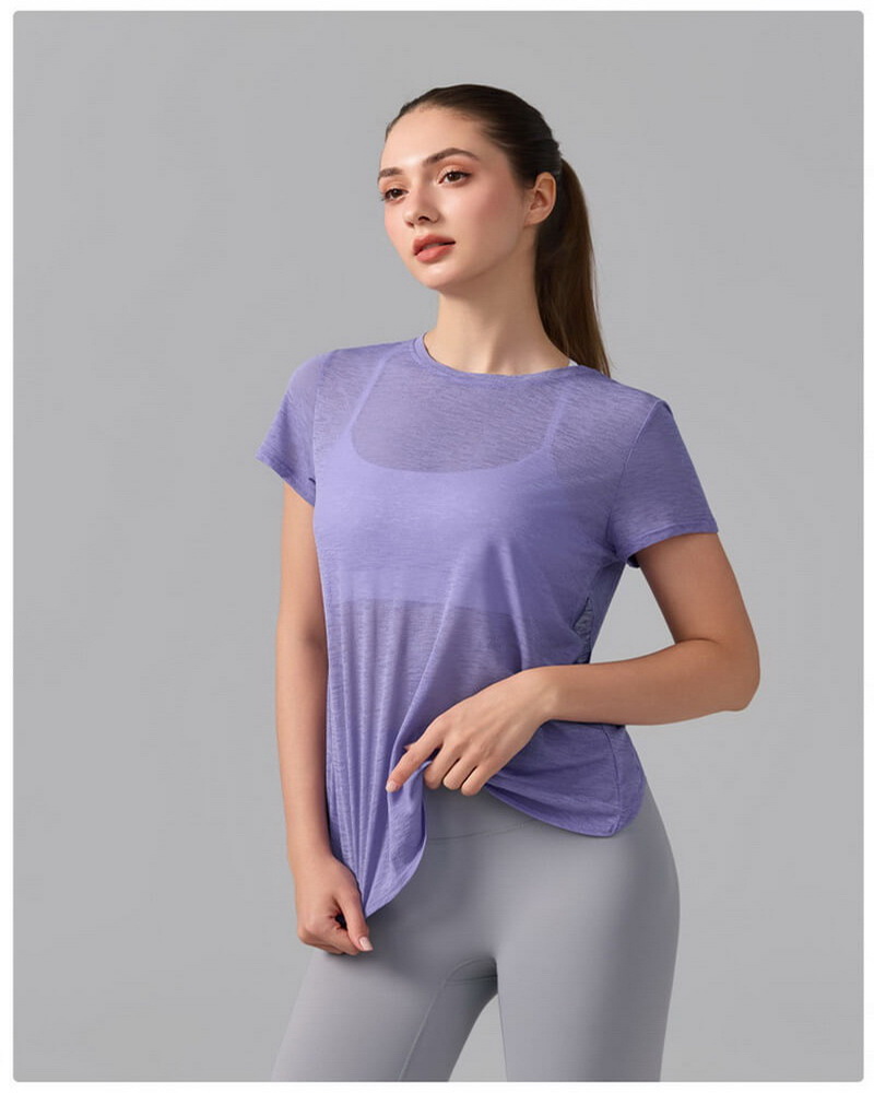 ZONA Backless Striped Criss Cross Neck Sports Short-sleeve Tank Top Quick-drying Breathable Fitness Cover for Running Training