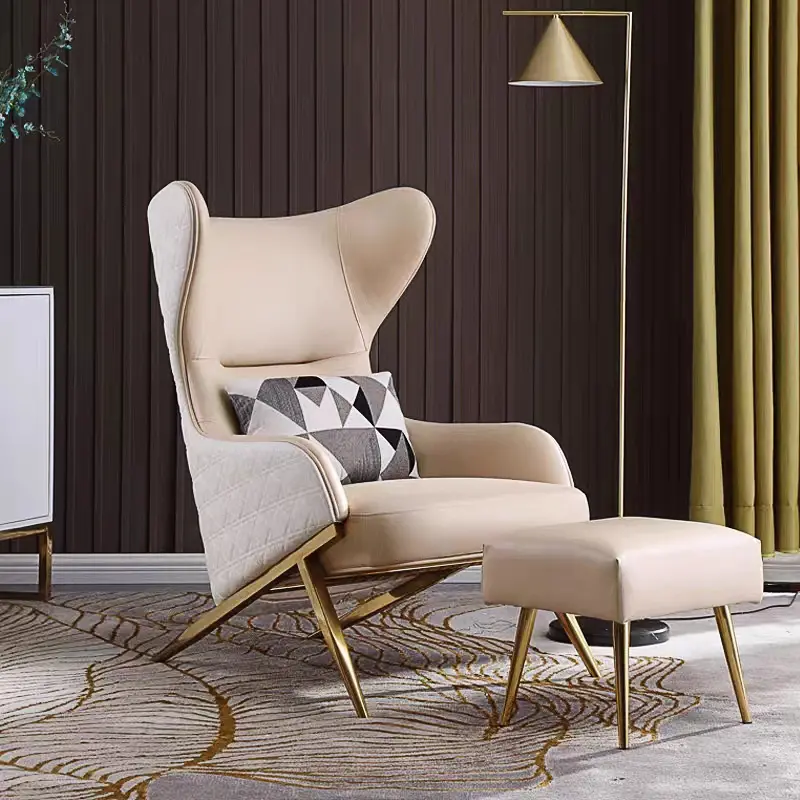 Silla individual de diseño de metal de cuero simple moderno, muebles de sala de estar, sofá de salón, sillas decorativas