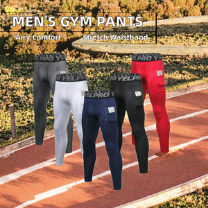 Pantaloni sportivi da uomo attillati da Yoga da basket da ginnastica pantaloni Leggings a maglia elasticizzata - Product Image 2