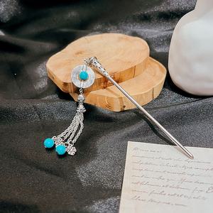 Vintage kadınlar hanfu püskül inci metal kalın uzun saç çubuklarını aksesuarları çin geleneksel saç pin saç sopa çörekler için - Product Image 4