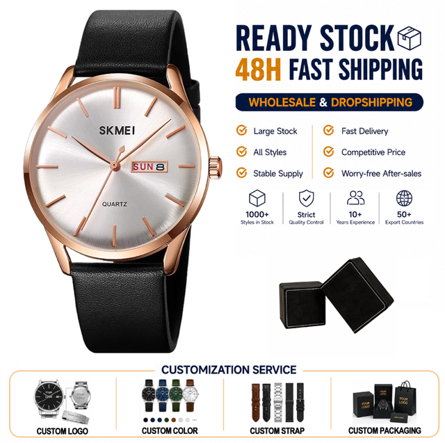 Skmei 1991 2025 New Luxury Fashion Quartz Watches Leather Strap Waterproof Quartz Watches for Men